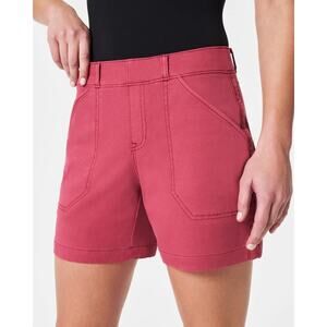 Spanx Stretch Twill 6" Shorts Red Womens Size XS